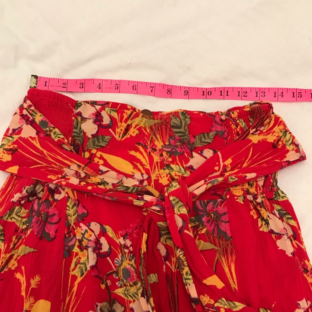 Free People FP One Aloha Floral Printed Wide Leg Flare Loose Pant M Tie Boho - Picture 10 of 10